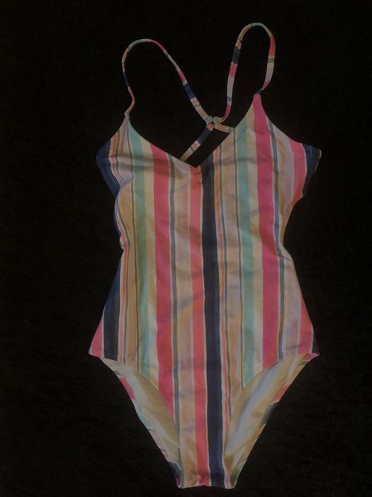 Fato de banho riscas, cruzado nas costas