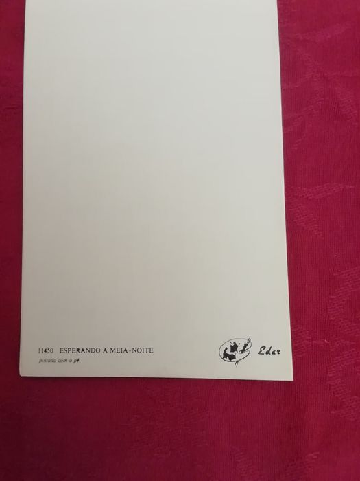 Postal de natal pintado com o pé