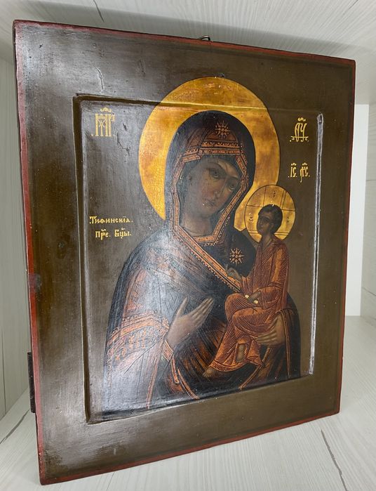 Iкона Тихвінська Богородиця, 31×27 см, старовинна 19 сторіччя
