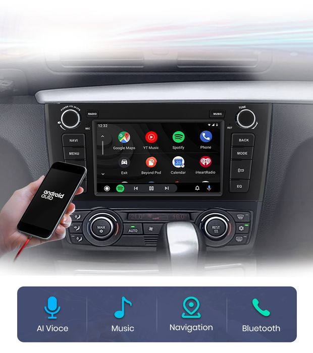 Rádio Android BMW Série 1 E81 E82 E87 E88 Carplay GPS 2/32GB BT Canbus