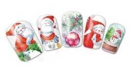 bn1005 naklejki wodne do zdobienia paznokci zima mikołaj