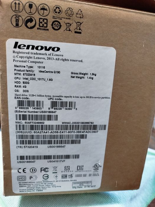 Мини компьютер  (MiniPC) Lenovo Q190 4/256
