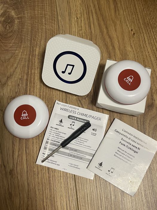 Bezprzewodowy Dzwonek Pager Przywoławczy 2 przyciski IP55 wodoodporny