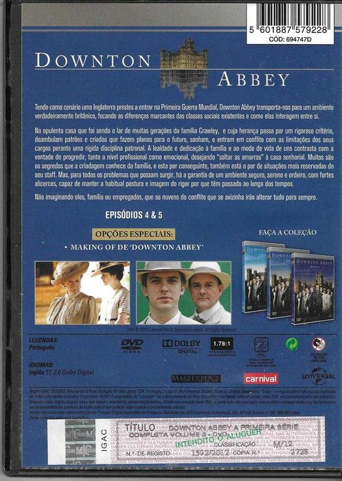 Downton Abbey: Primeira Temporada (3 DVD)