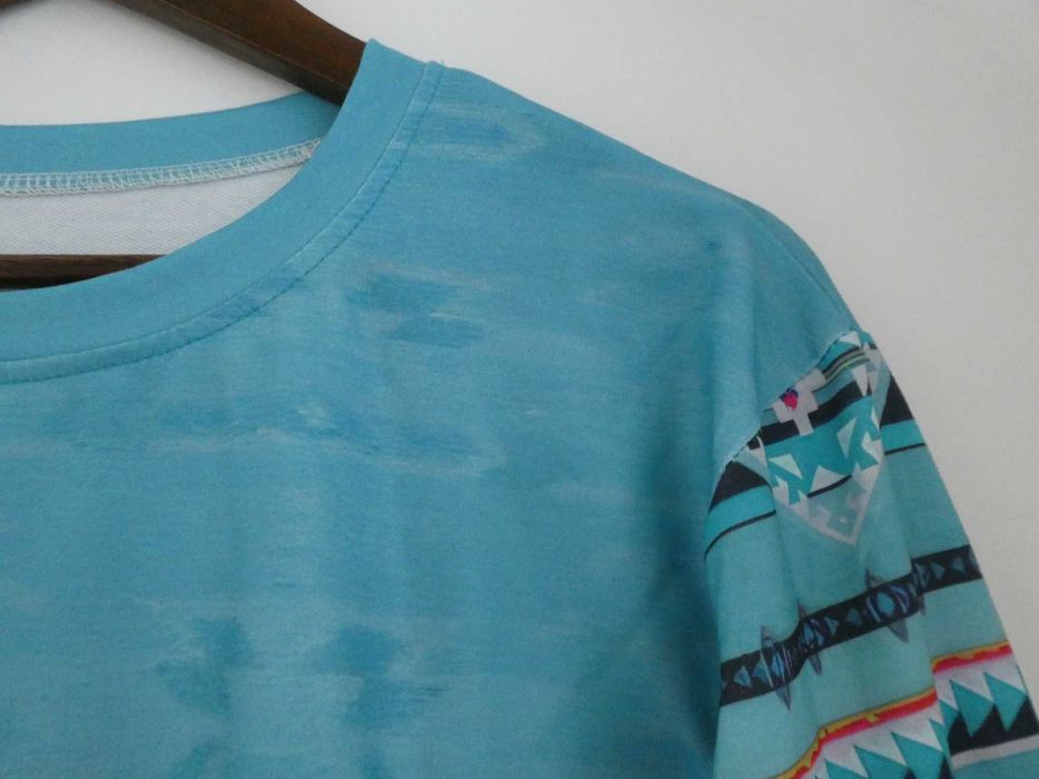 Camisola Azul Turquesa | Estampado Étnico | Manga Comprida