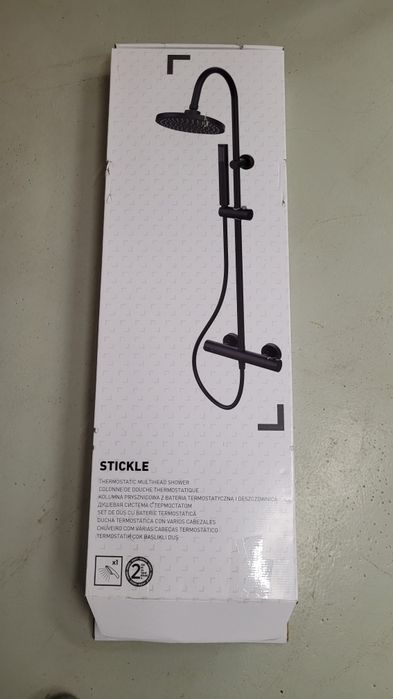 Deszczownica, kolumna prysznicowa z baterią, kolor CZARNY MAT, Stickle