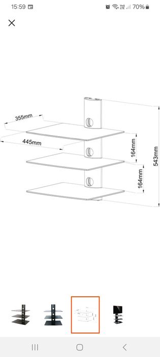 Półka ścienna potrójna 30kg