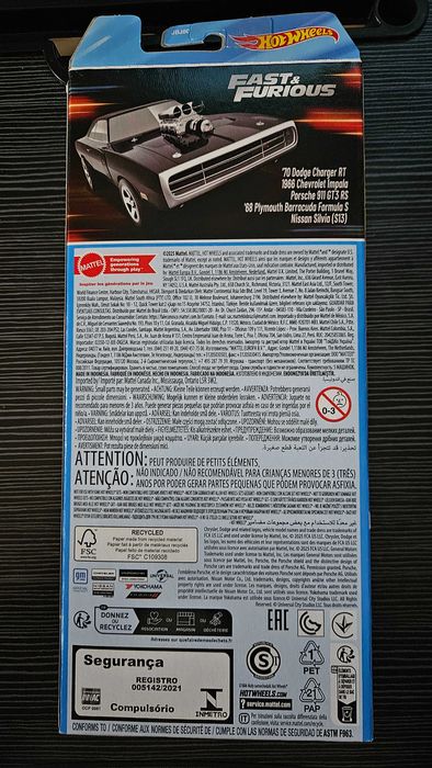 Pack 5 carros Hot Wheels Fast & Furious Lacrada