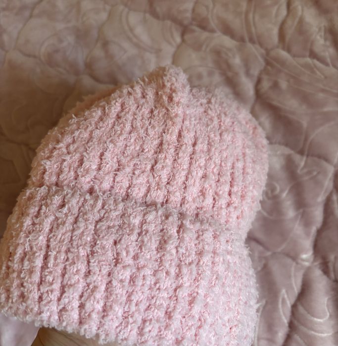 Шапка рожева плюшева тепла