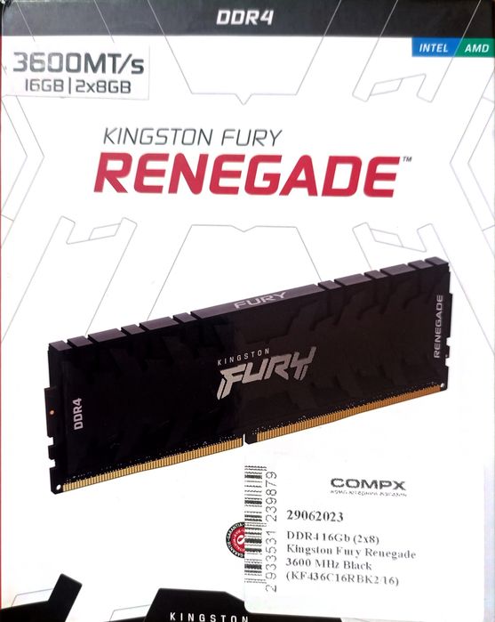 Kingston Fury DDR4 16GB 3600Mhz Renegade Black