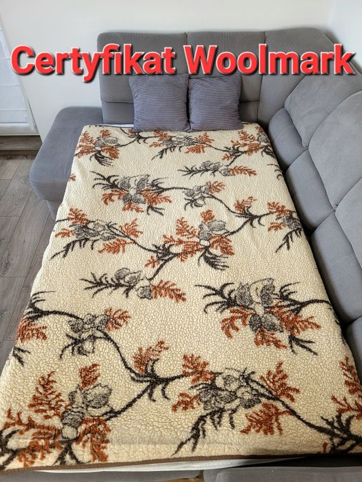 Koc narzuta kołdra wełniany wełna certyfikat Woolmark Pure new wool