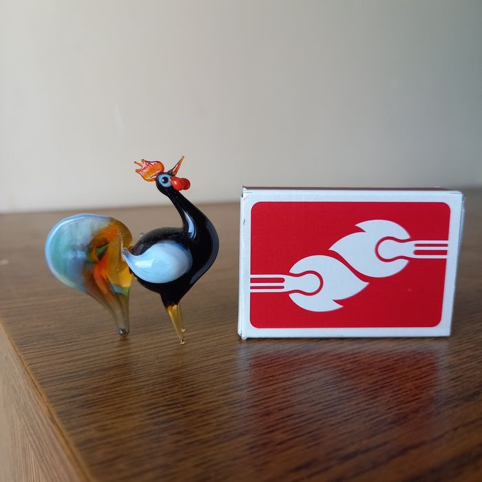 MURANO, mini figurka szklana KOGUT, praca ręczna .