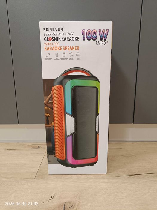 Głośnik Forever RGB LED 30W bezprzewodowy bluetooth karaoke pilot mikrofon