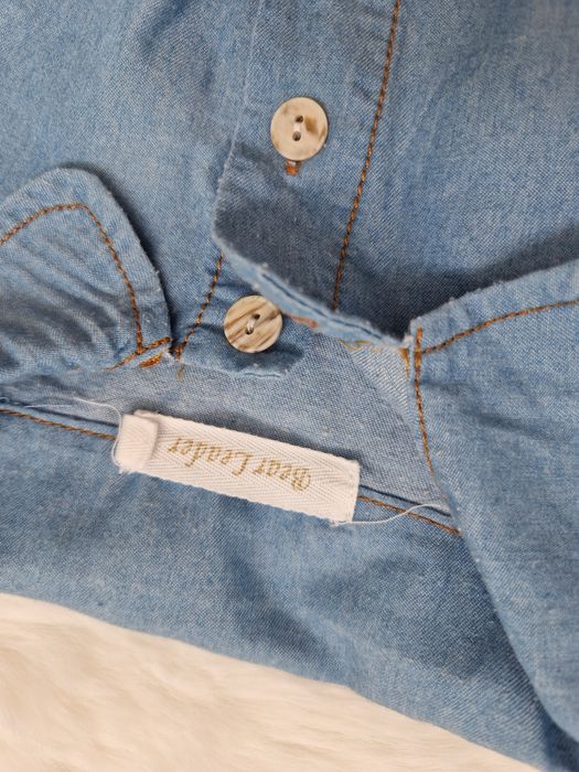 Sukienka jeansowa z tiulowym dołem niebieska biała 74