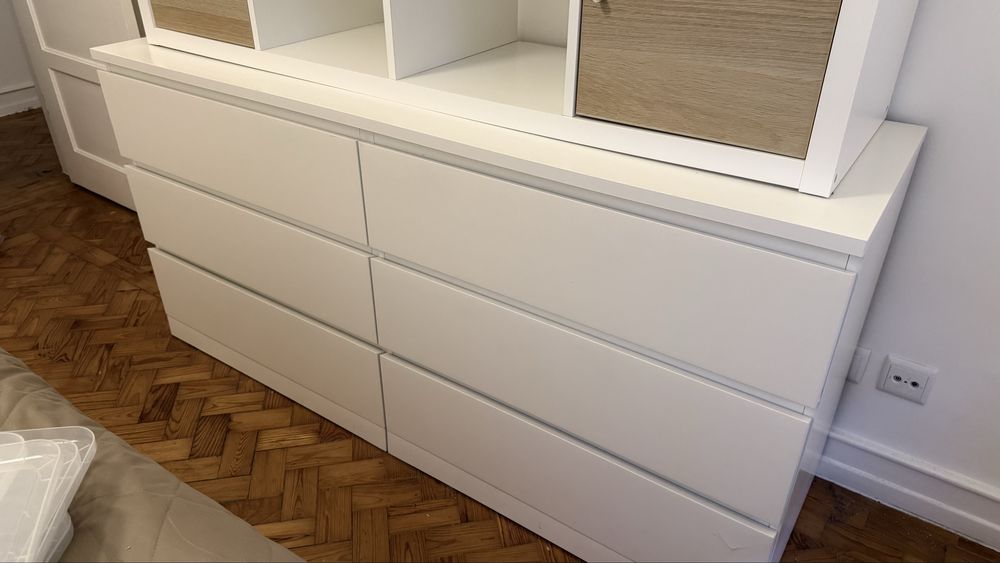 Cómoda branca com 6 gavetas (160 x 78 cm) - IKEA MALM