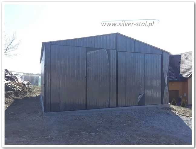 Garaż blaszany 10x7m wiata Silver-Stal Antracyt Grafit