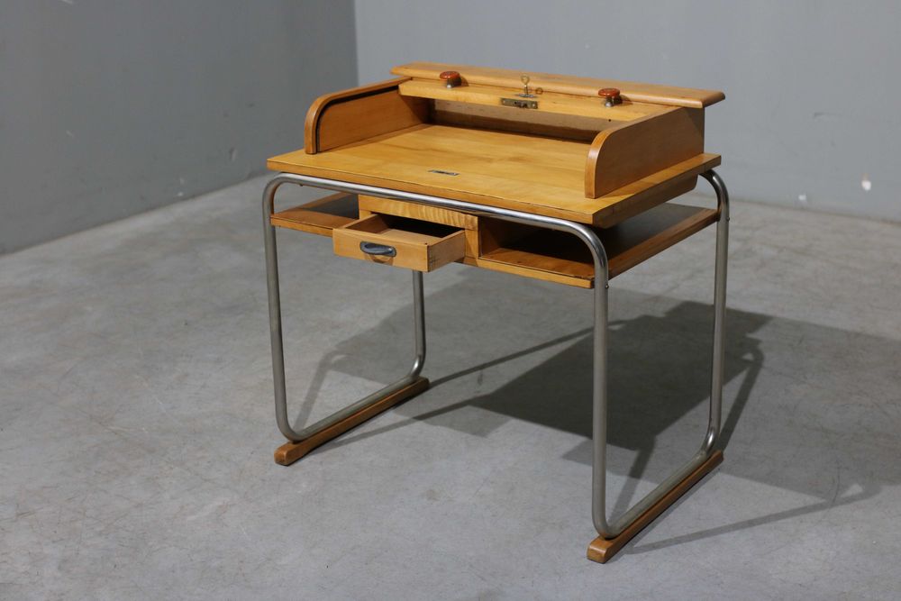 Escrivaninha em metal cromado e madeira | Torck
