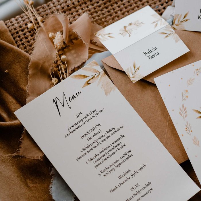 Menu na stół boho wózek
