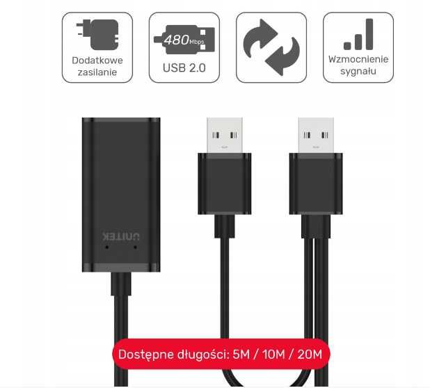 Kabel USB 20metrów