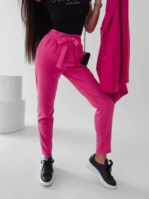 Spodnie damskie OLAVOGA NIGELLA S M czarne różowe kokarda