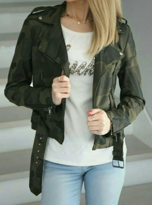 Okazja! Ramoneska Kurtka Moro z paskiem