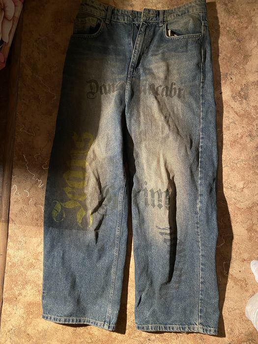 Джинсы,беги с принтом