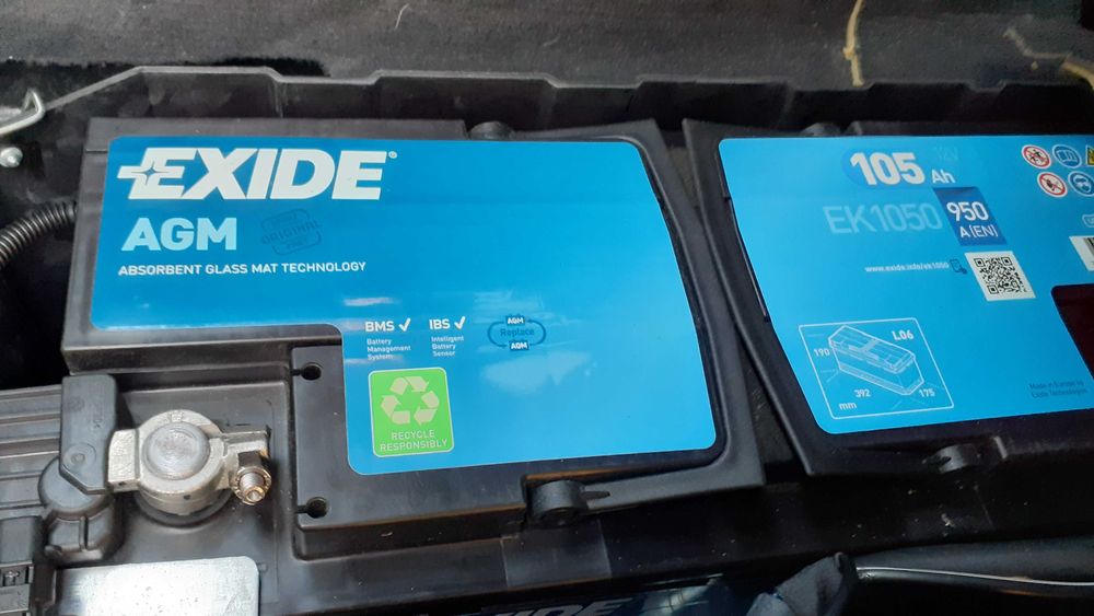 Akumulator EXIDE AGM STOP-START 12V 105Ah/950A, 26 m-cy, test