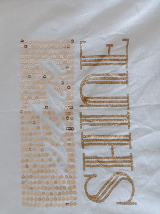 Bluzka kremowa bawełna złoty napis roz M firma Floyd