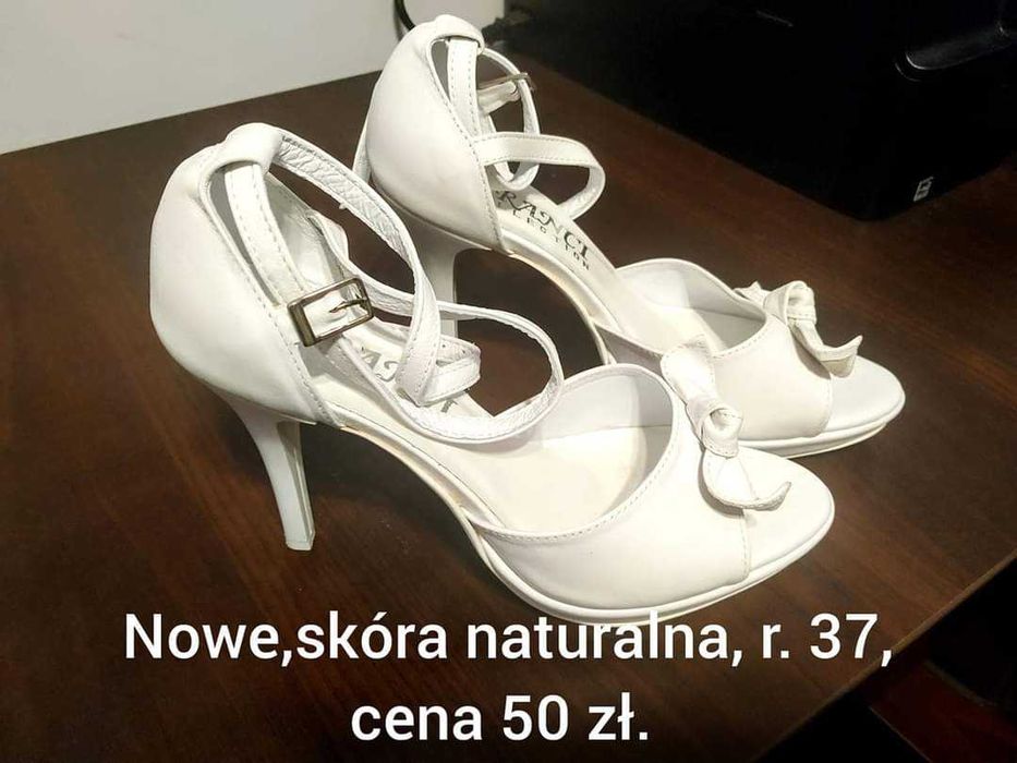 Piękne białe buty, ślubne, nowe 37