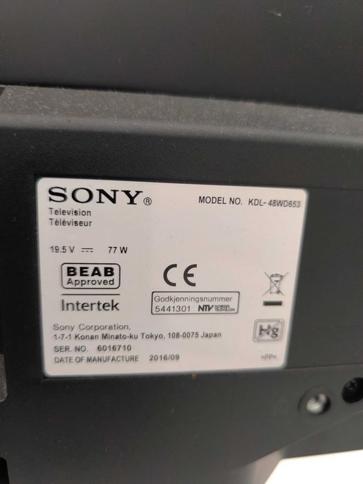TV SONY KDL-48WD653  Ecrã estalado