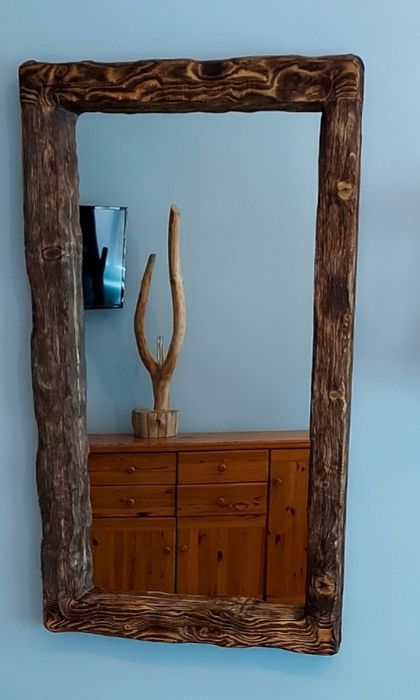 399Ręcznie robione lustro w drewnianej ramię naturalne drewno loft