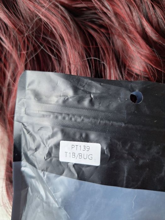 Feshfen 26cali długi kucyk falowany burgund włosy syntetyczne