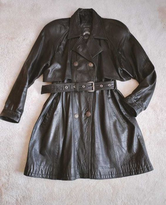 Płaszcz, trench skórzany