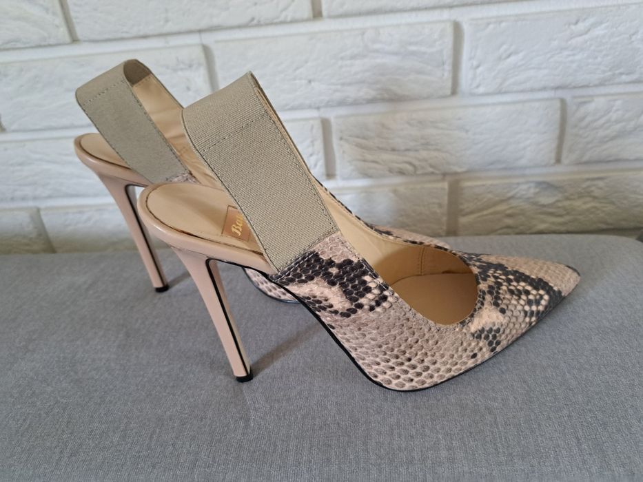 BATA szpilki w wężowy print odkryta pięta skóra naturalna r. 41
