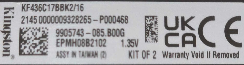 Kingston FURY 16 GB (2x8GB) DDR4 3600 MHz Beast (KF436C17BBK2/16)