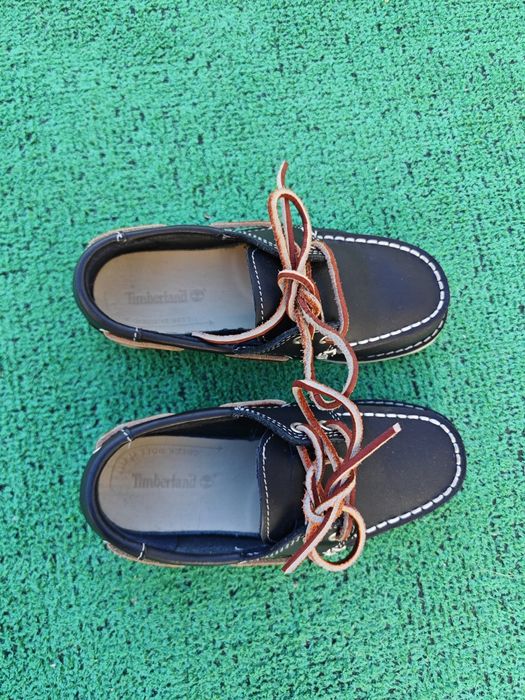 Sapato de vela Timberland em couro azul marinho tam 28