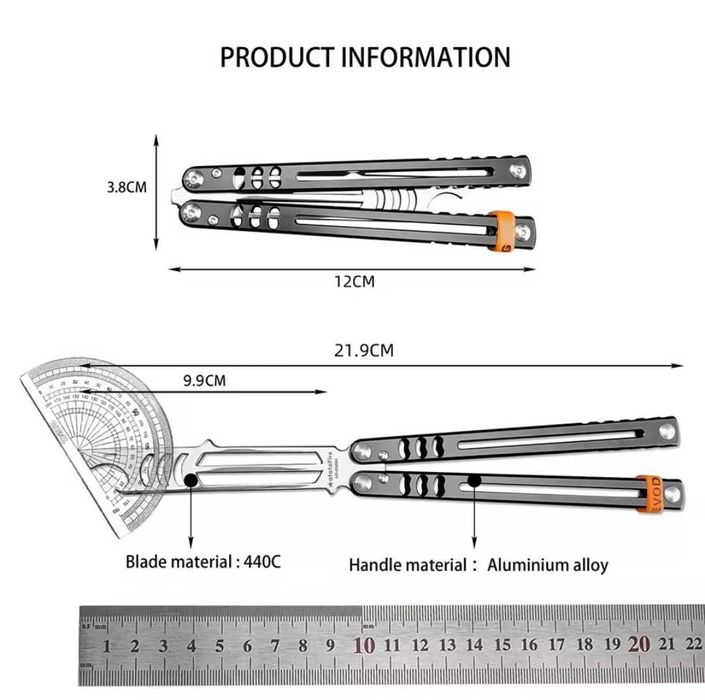 Тренировочный балисонг (бабочка) Black | 440C | Алюминий | Новый