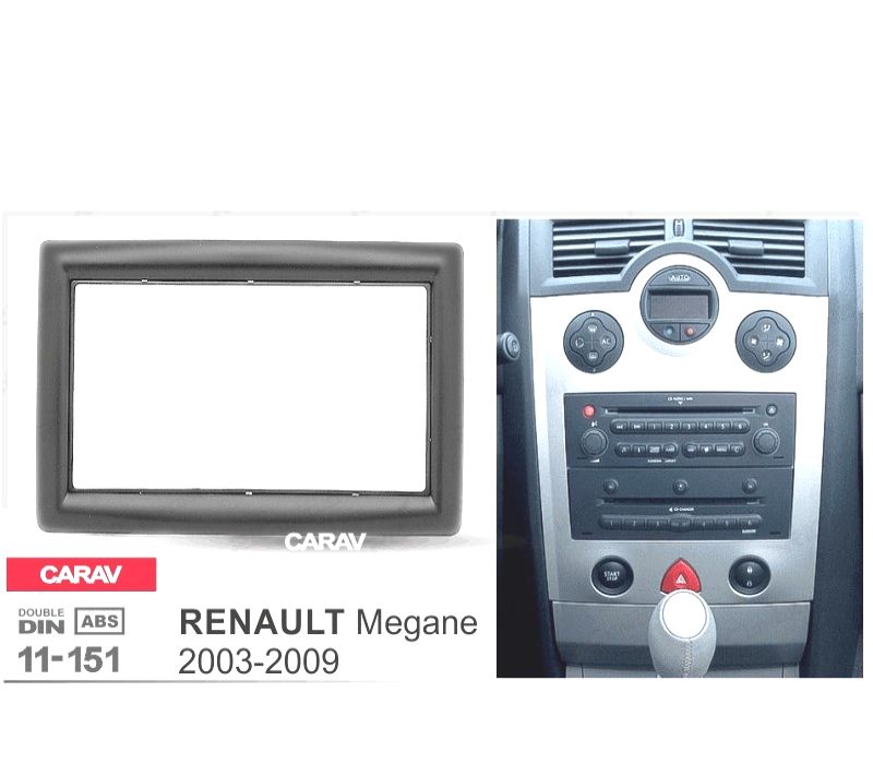 MOLDURA ADAPTADOR PRETO PARA RADIO 2-DIN PARA RENAULT MEGANE 02-09