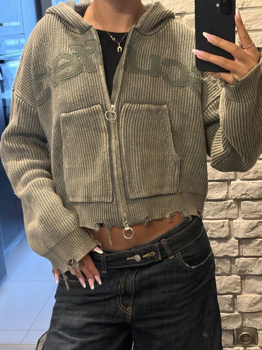 Bluza Scuffers buzz green knit zipper M