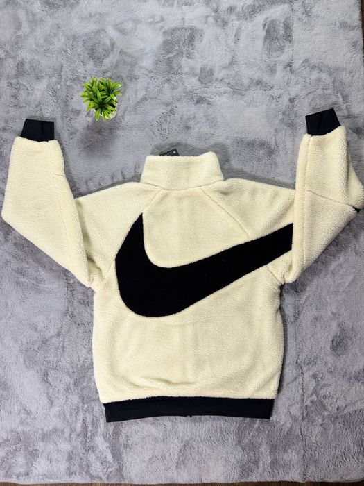 Nike Big Swoosh Sherpa Fleece Jacket Ecru Black