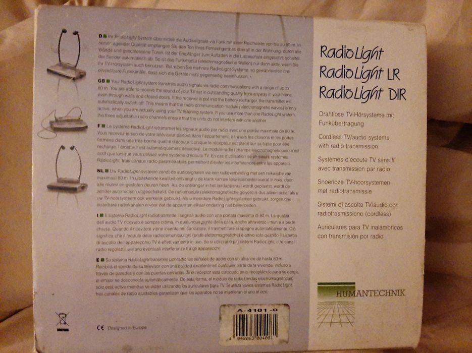 Auriculares para TV sem fios c/ transmissão por rádio Humantechni
