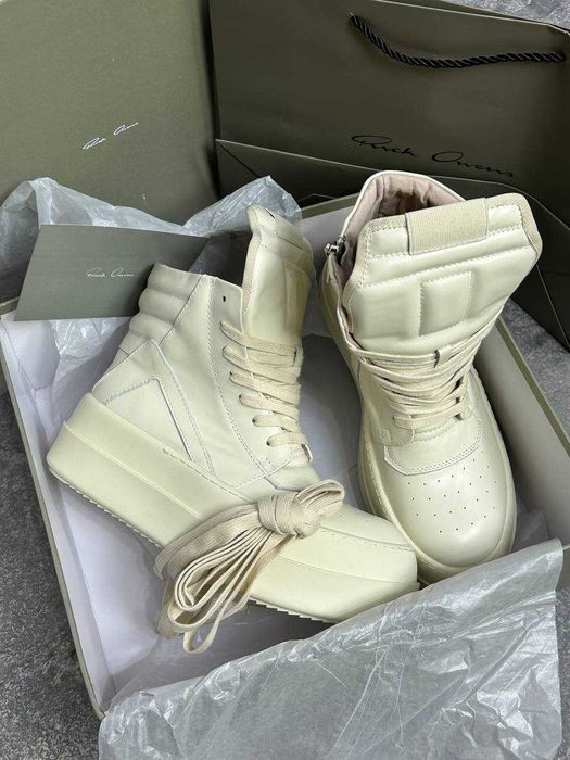 Кеди Rick Owens Geobasket double bumper megabasket drkshdw білі кеды