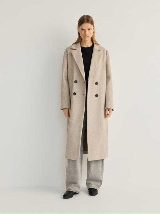 Мягкое двубортное пальто без подклада межсезон р 54   Reserved