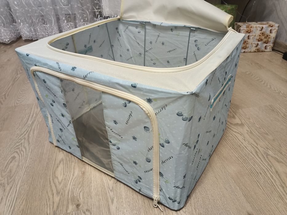 Великий органайзер для зберігання речей та ковдр — 66л, блакитний