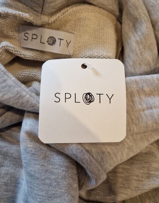 Bluza długa sukienka odcinana z kapturem Sploty