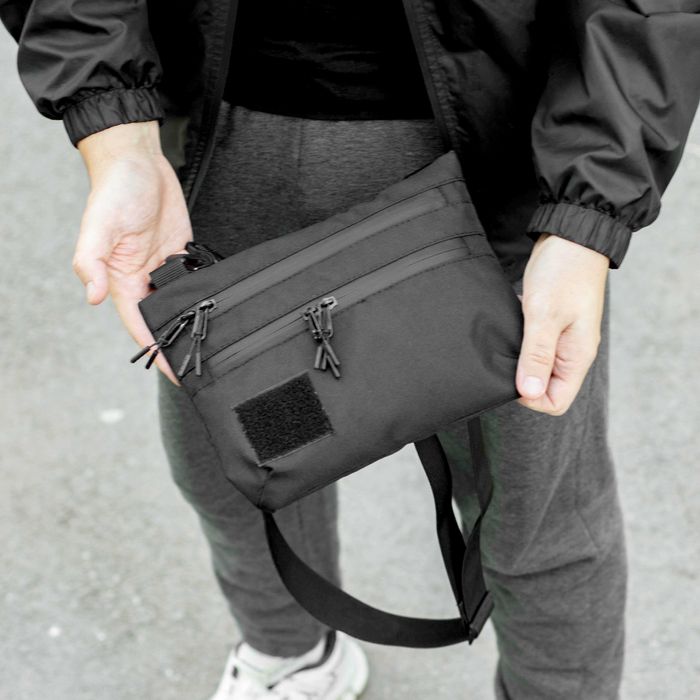 Тактична сумка через плече BLOK Slim барсетка чорна тканинна