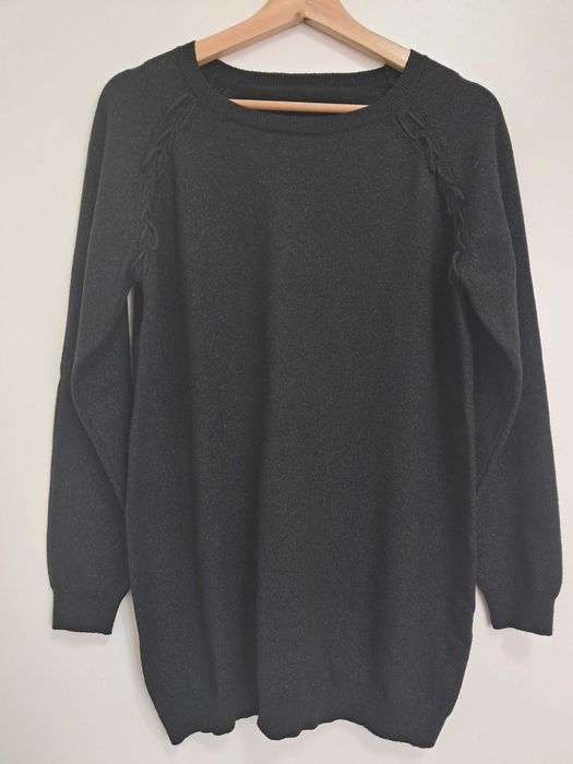 Camisola comprida em preto matizado, tamanho único