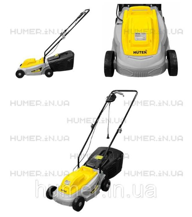Газонокосарка електрична Huter 1000 Вт | висота зрізу 2–5,5 см | 35 л