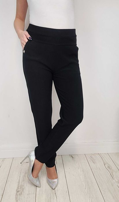 NOWE L - 6XL Eleganckie spodnie damskie gładkie CZARNE Tu 4/5XL CZARNY