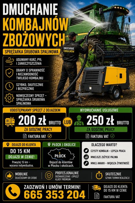 Dmuchanie kombajnów I maszyn rolniczych